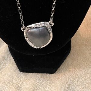 Lia Sophia Silver Necklace with Gray Stone